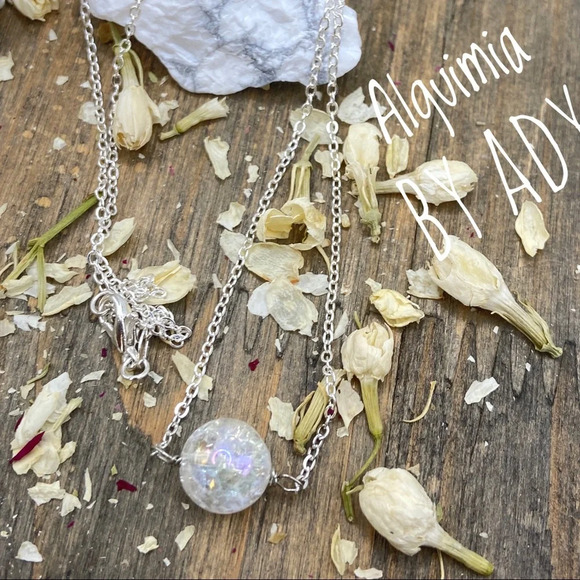 Crackled Quartz sterling silver pendant gemstone necklace  layering minimalist - Picture 1 of 4